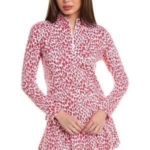 IBKUL Long Sleeve Mock Neck Top Red White Hearts Size XL NWT‎